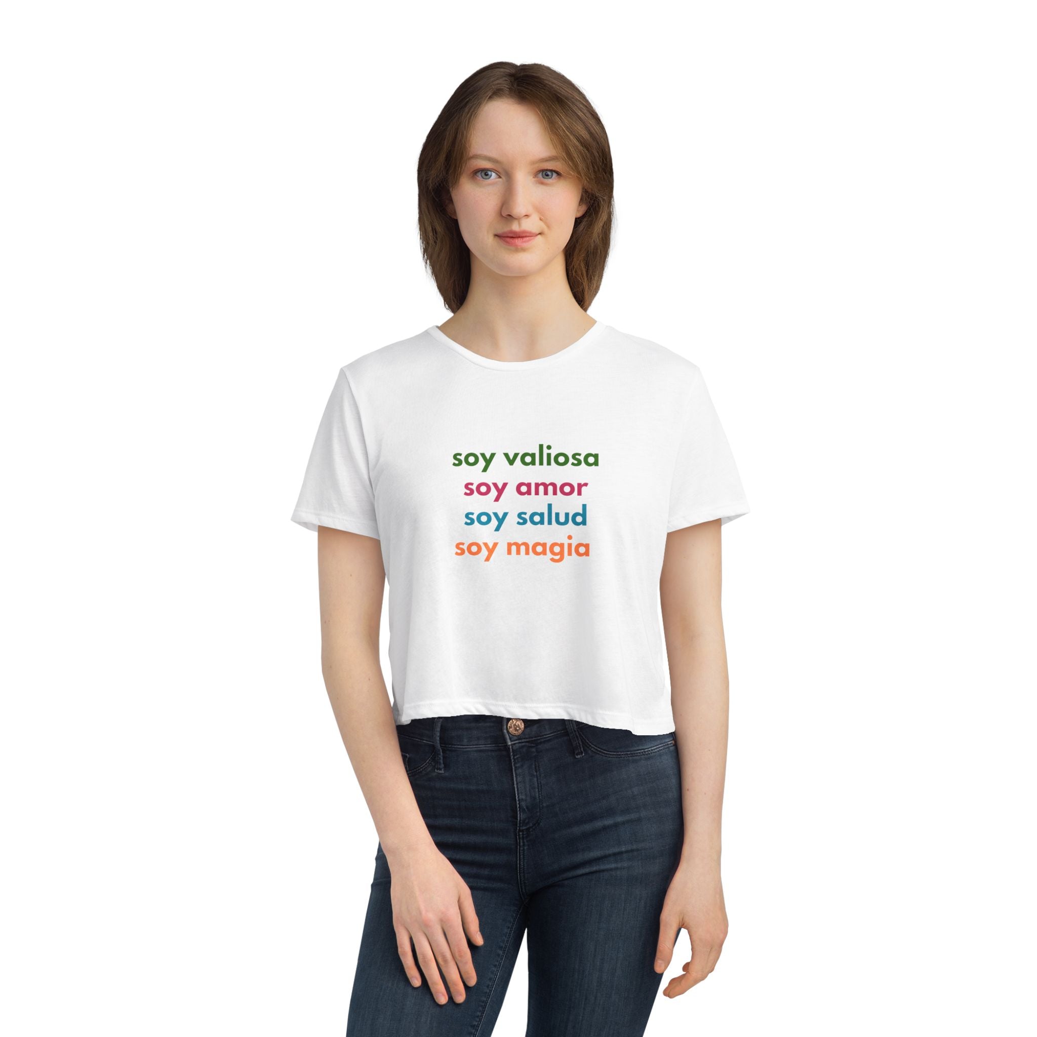 Mujer Naturista Quote-Flowy Cropped Tee