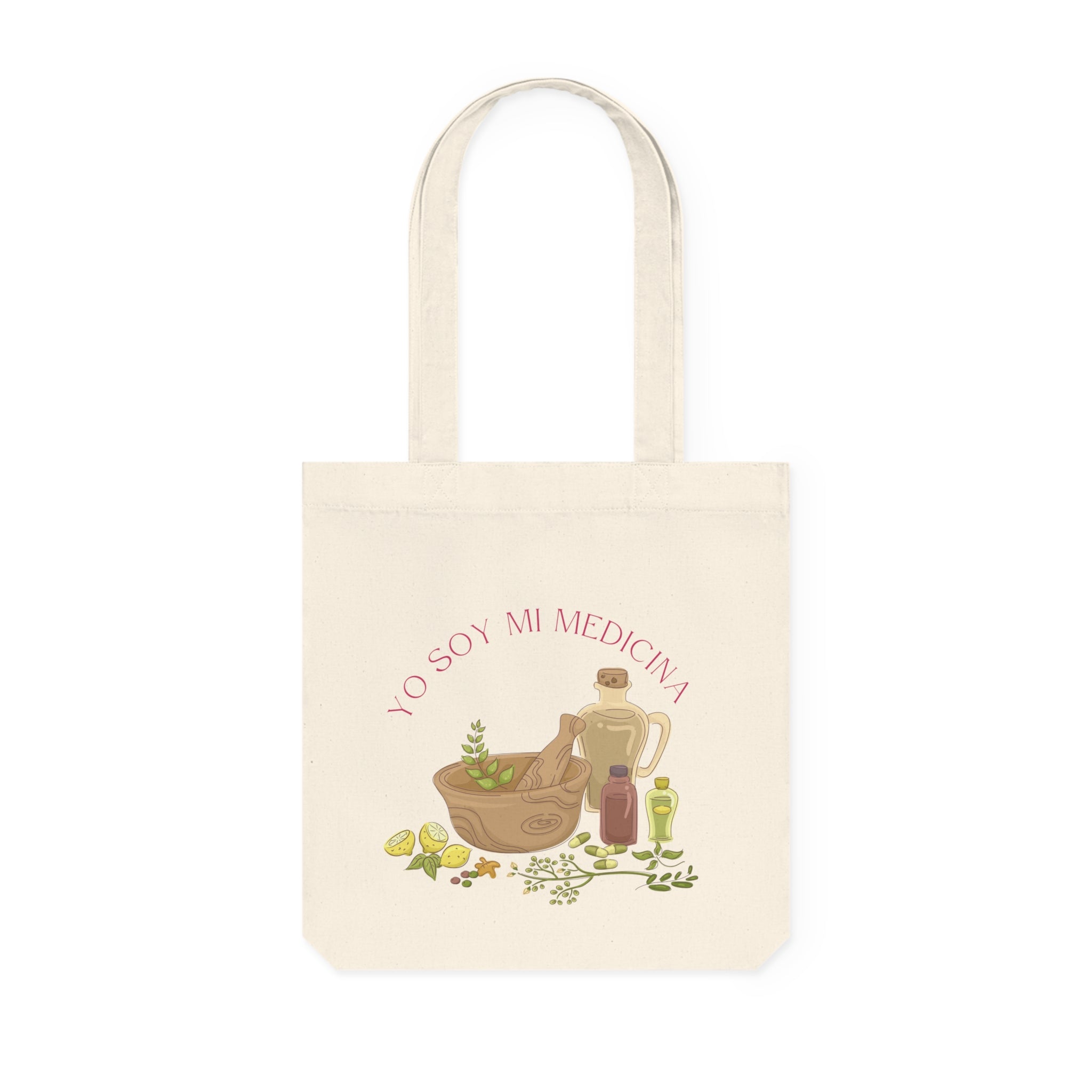 Quote Woven Tote Bag-Yo soy mi medicina