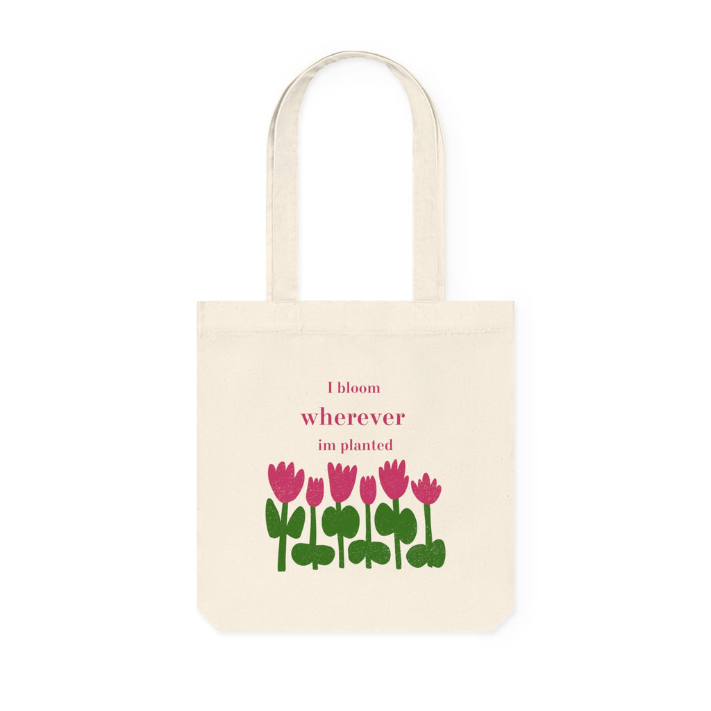 Quote Woven Tote Bag-I bloom