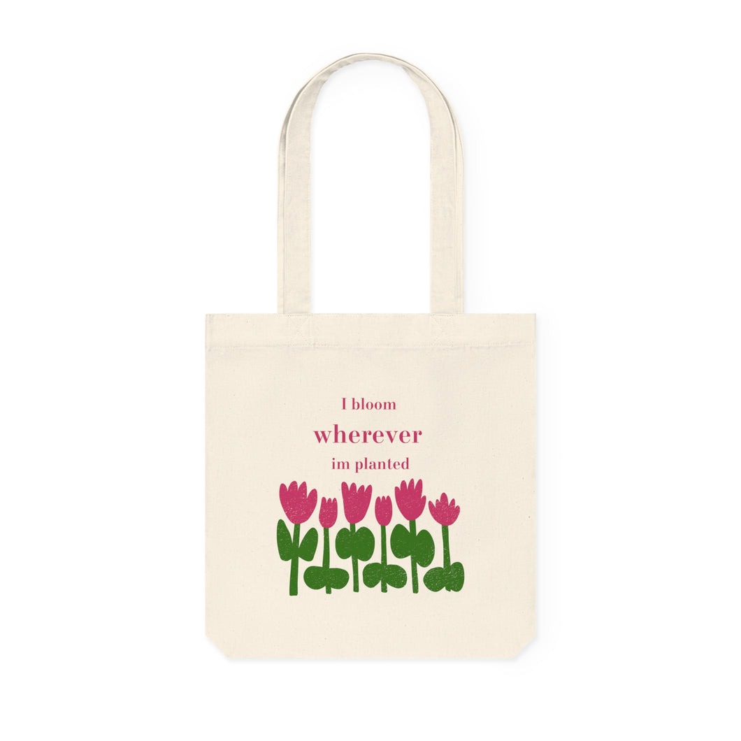 Quote Woven Tote Bag-I bloom