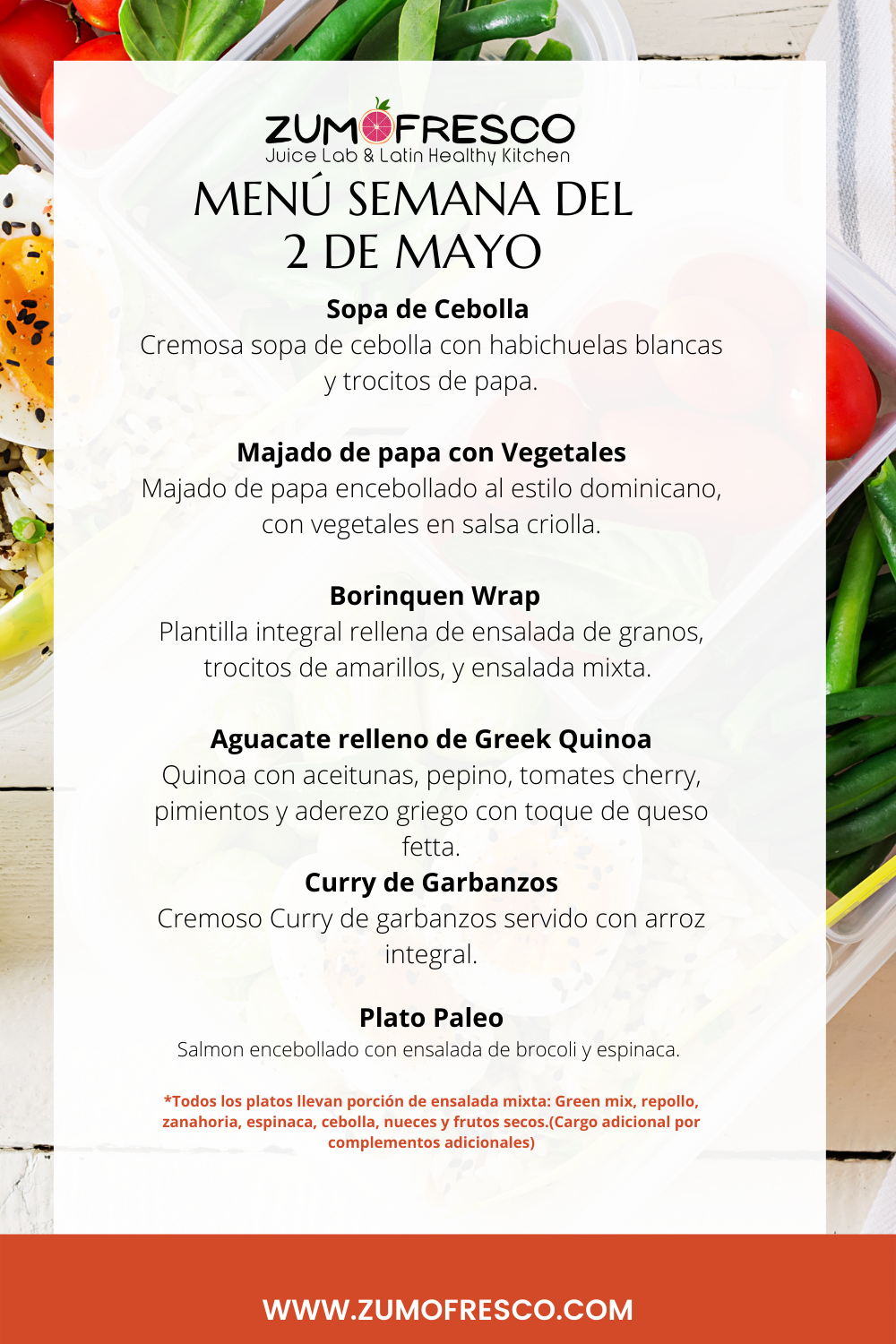 Meal Preps - Plan Semanal de 10 comidas - Zumo Fresco